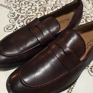 Men's ROCKABILLY Penny Loafers Shoes Burgundy Leather ALDO Slip On Size 10.5 NEW